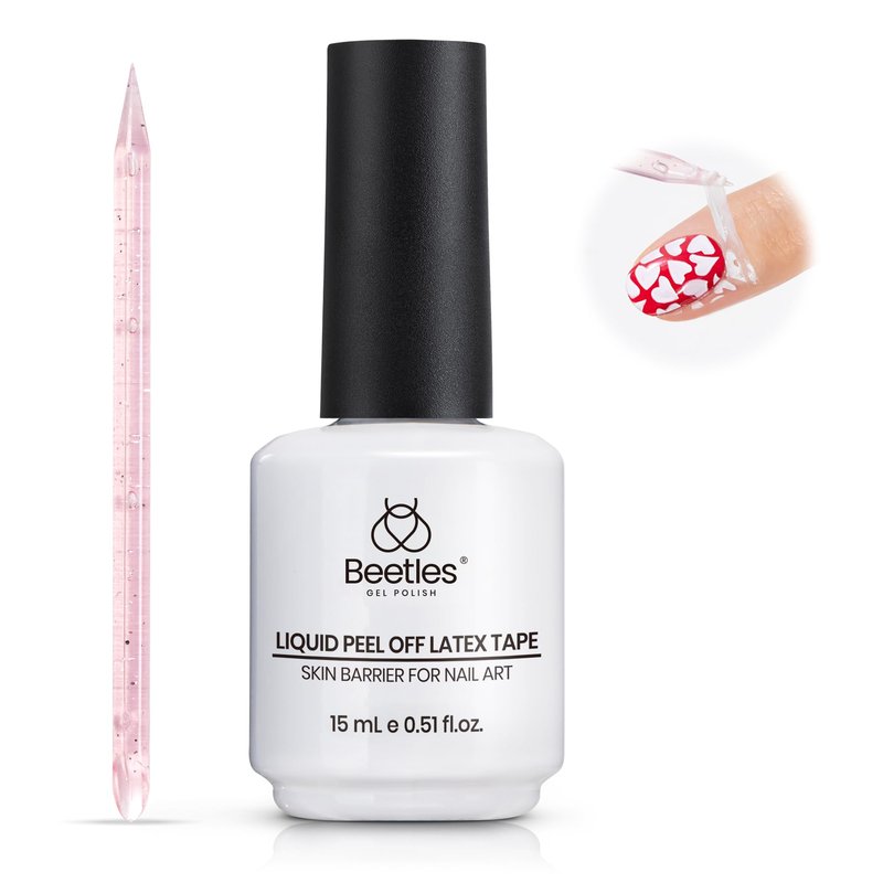 Beetles Gel Polish Liquid Latex for Nails: 15ML Simple Peel off Cuticle Guard for Nail Polish Nail Art Liquid Latex Barrier Protector Manicure Cuticle Protectors with Stick Gifts for Women