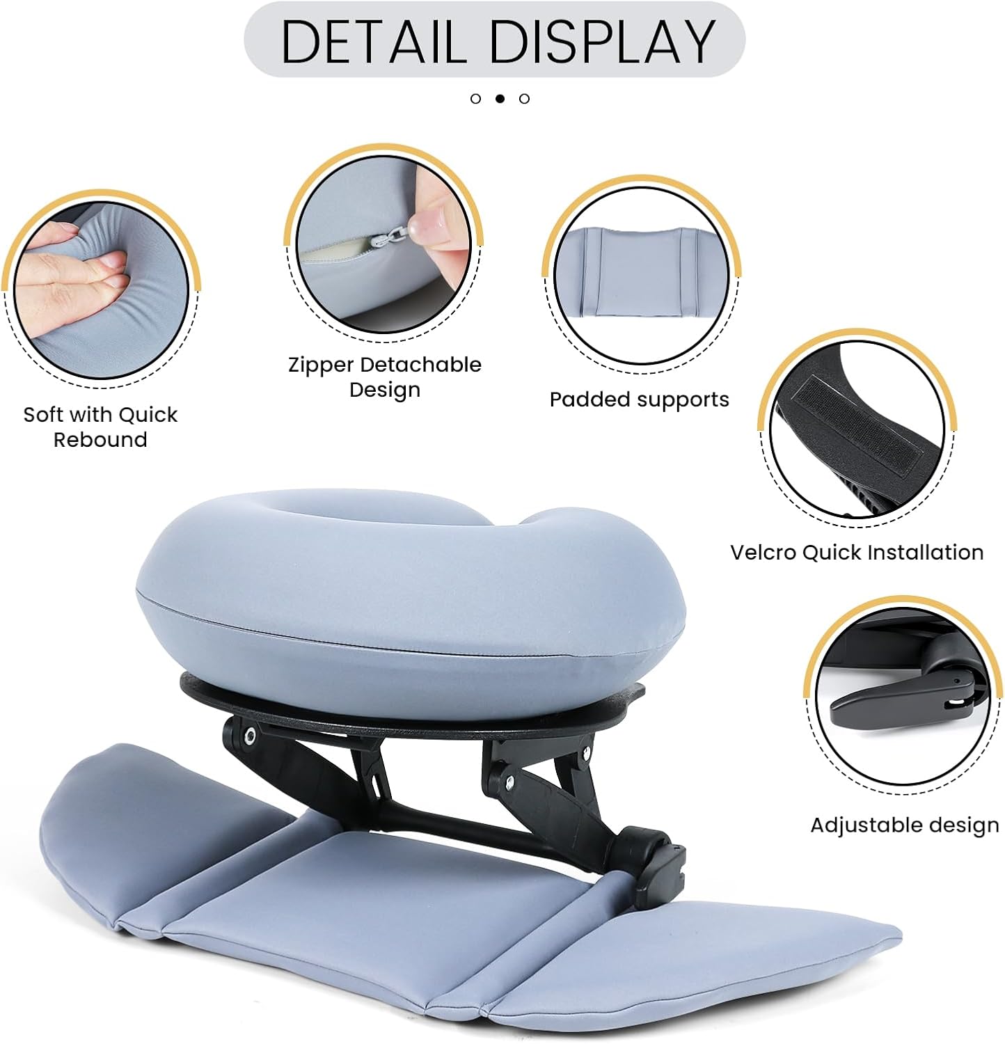 TRENDBOX Massage Table Face Cradle，Memory Foam Pillow，Adjustable Multi-Functional Memory Foam Pillow for Office, Travel Sleep，Cold Nap Pillow - New Choice for Lunch Break - Slate Blue （Plastic Stand）