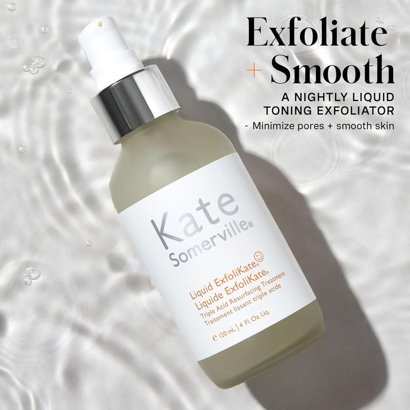 Kate Somerville Liquid ExfoliKate - Triple Acid Resurfacing Treatment | AHA Overnight Facial Exfoliator, 4 Fl Oz