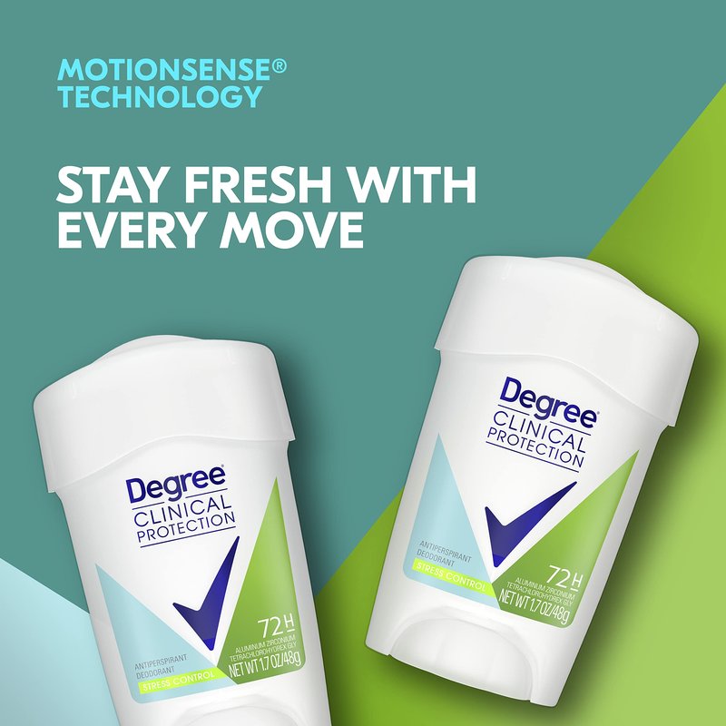Degree Clinical Protection Antiperspirant Deodorant 72-Hour Sweat & Odor Protection Stress Control Antiperspirant for Women 1.7 oz