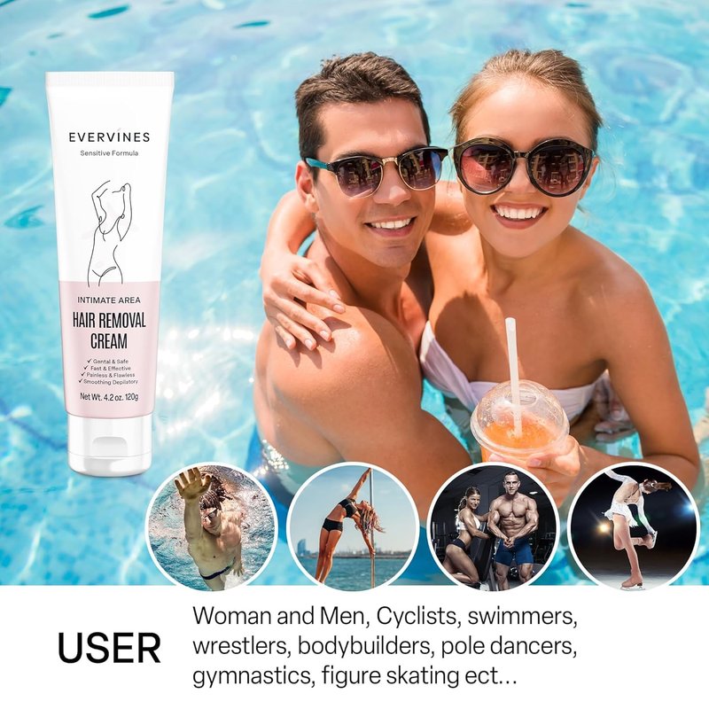 Hair Removal Cream for Women - Fast & Painless Depilatory for Sensitive Skin | 4.2oz - Ideal for Bikini, Legs, Arms, Underarms