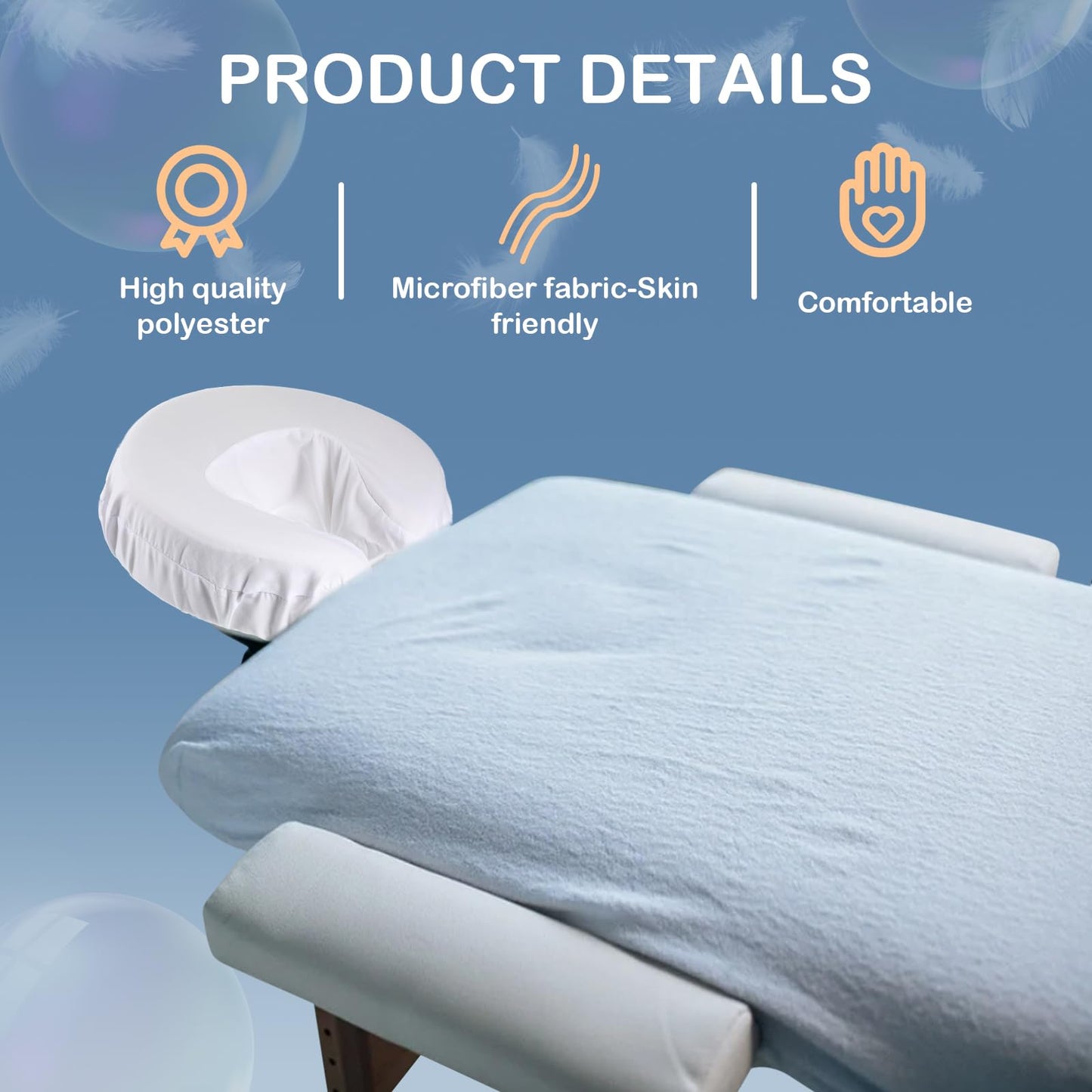 Tatuo 12 Pcs Face Cradle Covers for Massage Head Rest Microfiber Reusable Soft Thicker Massage Table Face Covers Oil Proof Headrest Cradle Sheets for Spa Beauty(White)
