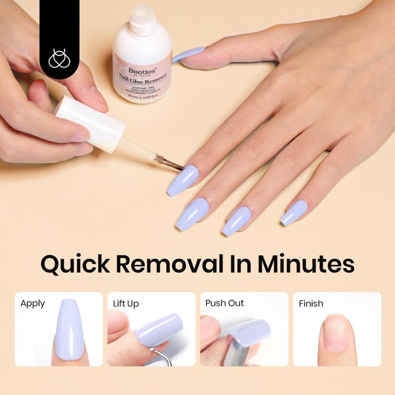 Beetles Solid Nail Glue Gel with 20ml Nail Glue Remover Set 15g for Press On Nails Acrylic Nails Tips U V Light Cured & Solid Glue Remover- Not for Uv Gel Glue