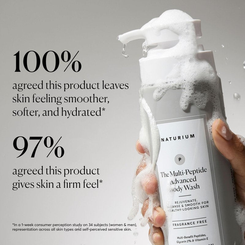 Naturium Multi-Peptide Advanced Body Wash, Rejuvenate, Cleanse & Smooth, with Rice Amino Acids & Vitamin E, 500 mL / 16.9 fl oz