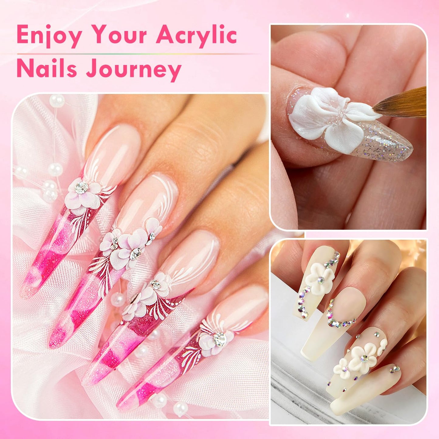 Yrarbil Acrylic Nail Brush Set, 10PCS Professional Nail Art Brushes for Acrylic Powder Applications, 3D Carving, Nail Art Extension for DIY Home Salon Tools