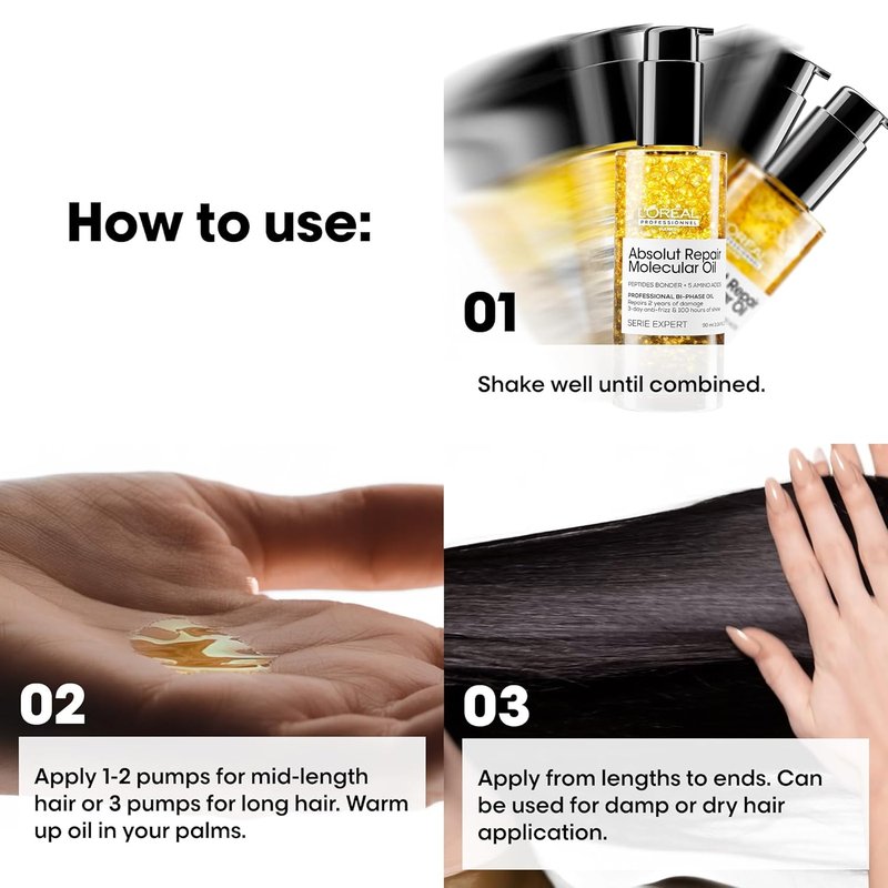 L'Oréal Professionnel Paris Hair Oil - Repair & Shine Bi-Phase Oil | Lightweight, Anti-Frizz, 100 Hours Shine