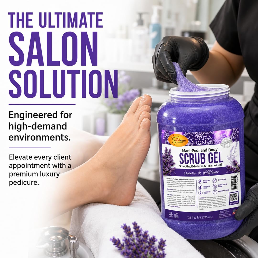 SPA REDI Exfoliating Body & Skincare Treatment – Multi-Purpose Professional & At-Home Skin Refinement | Exfoliate. Hydrate. Transform for Holistic Transformation | Lavender & Wildflower 128 Oz
