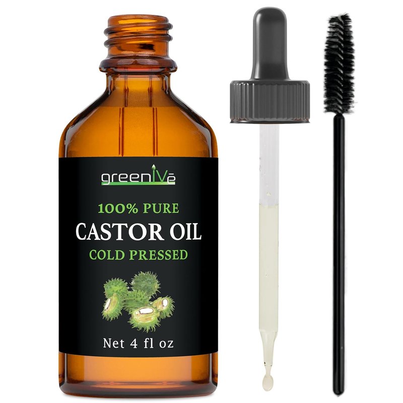 **100% Pure Castor Oil - Cold-Pressed & Hexane-Free | Hair, Eyebrows, Skin Moisturizer - 4 Fl Oz Glass Bottle**