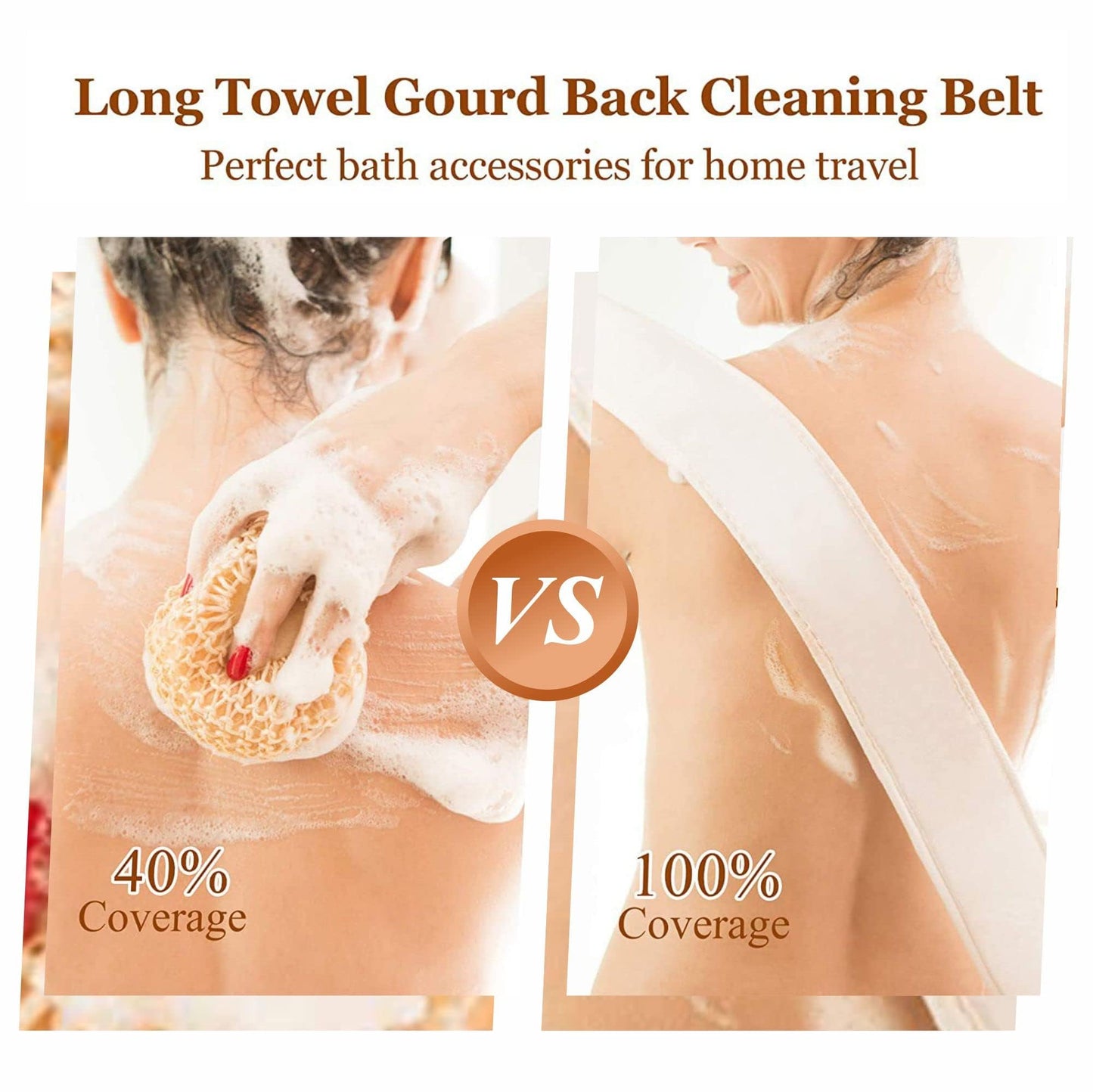 Back Scrubber Exfoliating Loofah Back Washers for Shower Bath Sponge Body Scrubber Backwash Belt Back Exfoliator Strap Scrubbing Dry Clean Skin Double Side Pad Men Women Bathroom Accessories 63 Cm