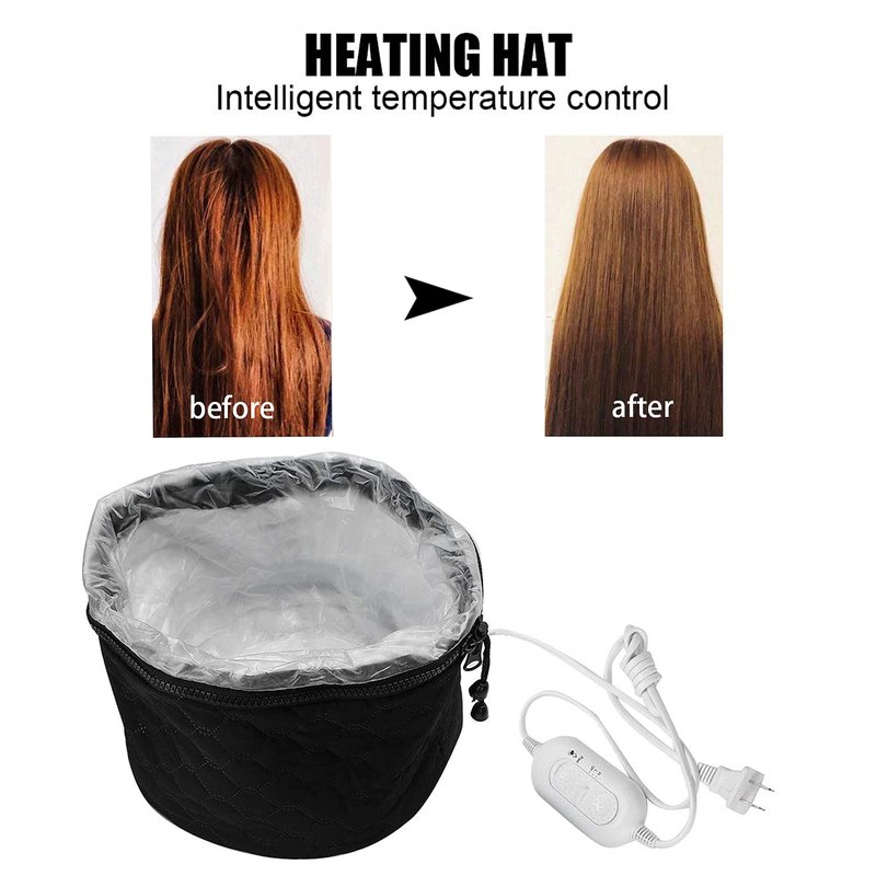 Electric Hair Care Cap - Nourishing Thermal Heat Hat for Home Spa | 3 Temperature Modes - Black