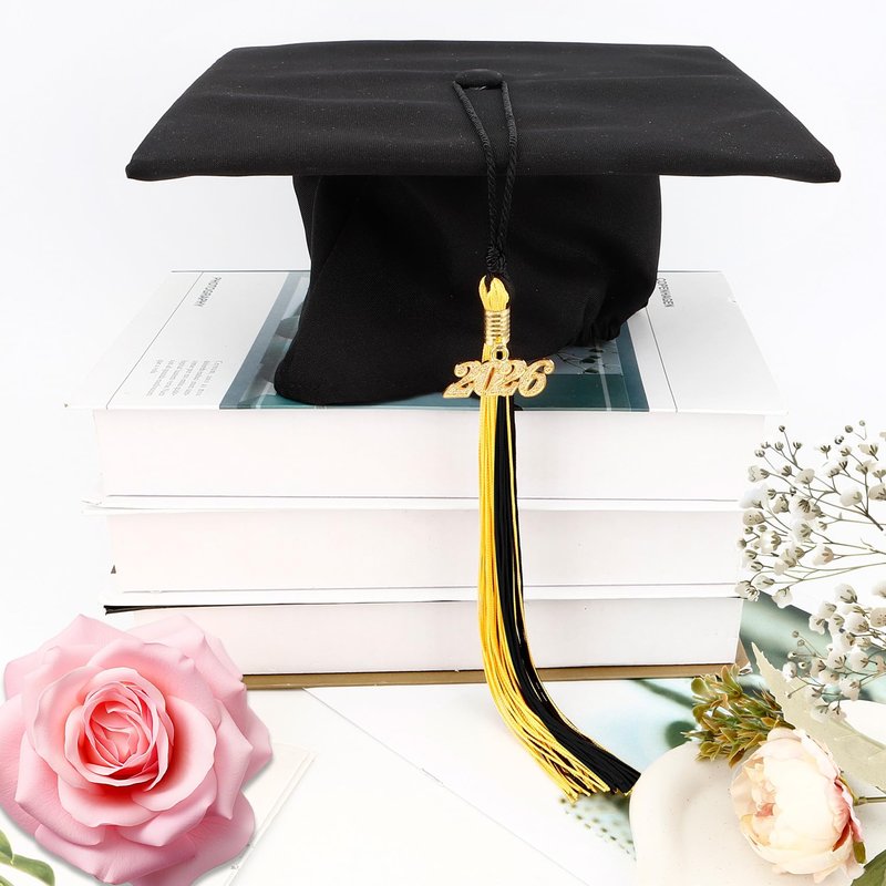 2026 Black Gold Gradution Tassel with Golden Charm for Graduation Cap Hat Gown Headband Decorations Senior Class of 2026 Congrats Grad Party Favors Supplies Ceremonies Memorial Graduations Decor