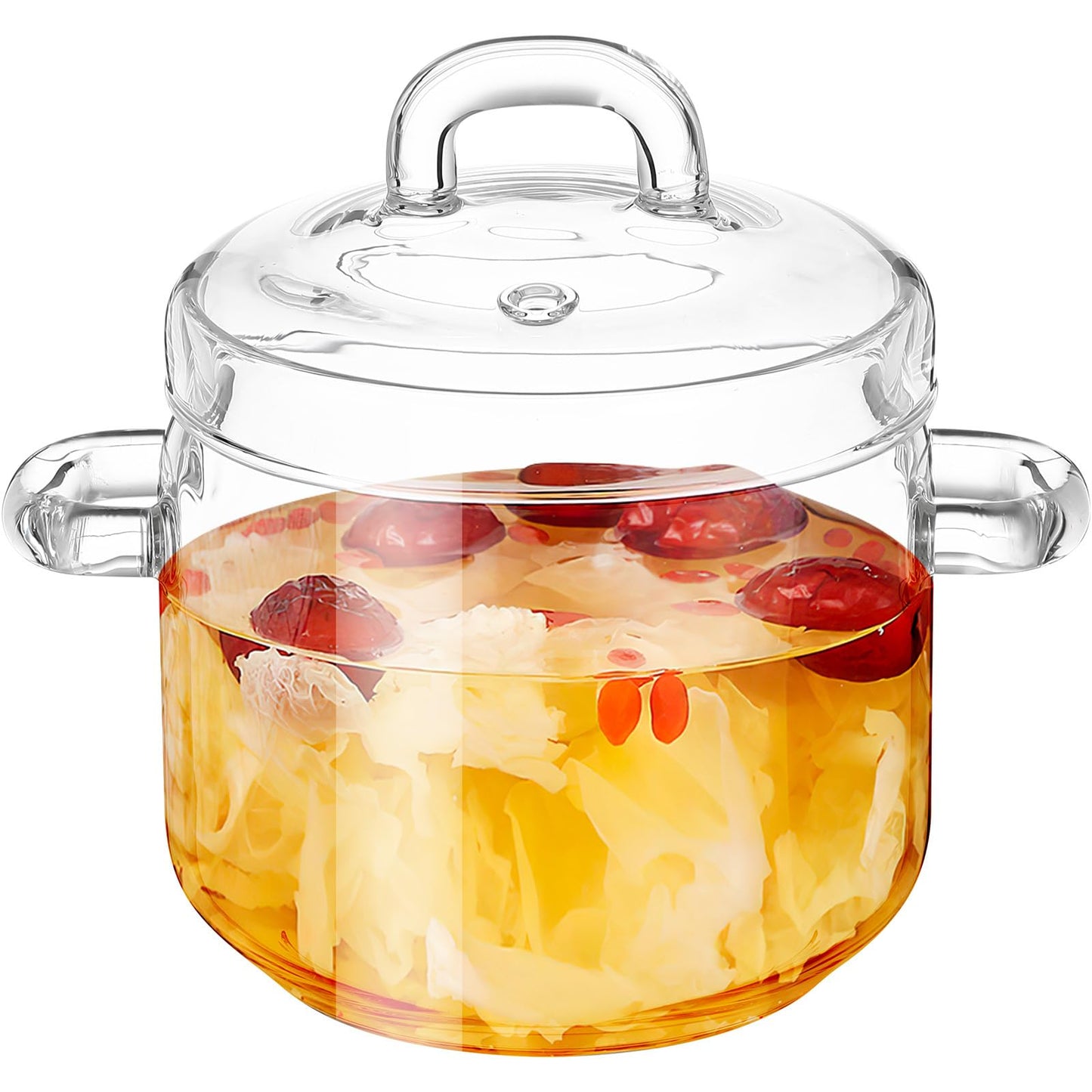 Hemoton Glass Pot with Lid 23Oz Clear Heat-Resistant Borosilicate Stewing Pot for Cooking Soup Noodles Tea and Milk on Stovetop