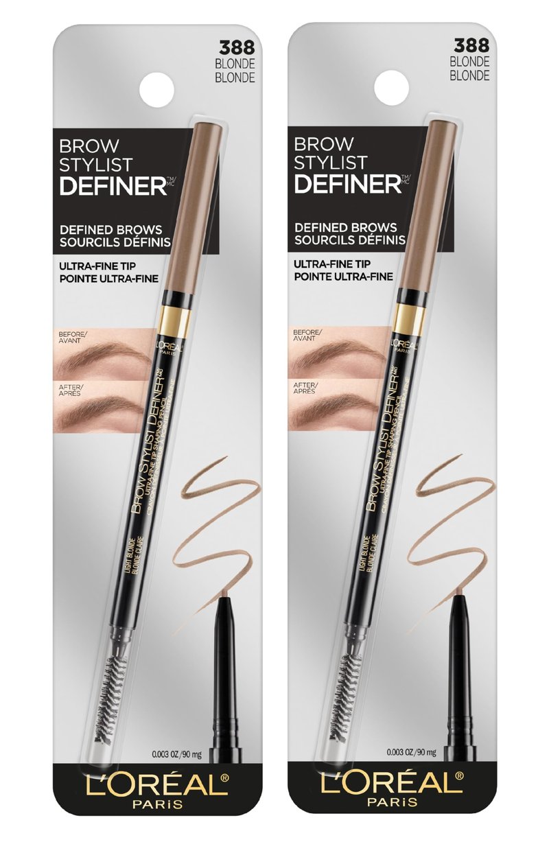 L'Oreal Paris Makeup Brow Stylist Definer Waterproof Eyebrow Pencil, Ultra-Fine Mechanical Pencil, Draws Tiny Brow Hairs and Fills in Sparse Areas and Gaps, Blonde, 0.003 Ounce (Pack of 2)