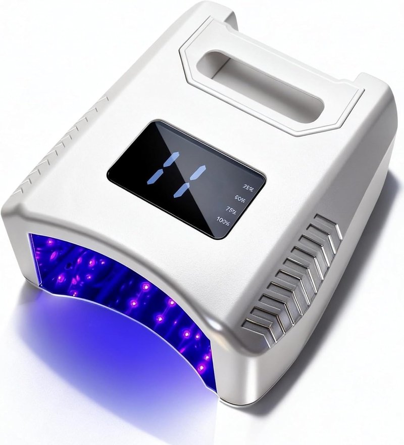 Cordless LED UV Nail Lamp - Professional Fast Curing Gel Dryer | 2 Pcs 5200mAh Battery Set, Portable Acrylic Manicure Light (White)