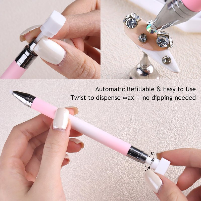 Rhinestone Picker Tool Kit - 7PCS Wax Pencil, Diamond Gem Applicator, Tweezers & Sorting Tray for Nail Art | DIY Manicure Supplies