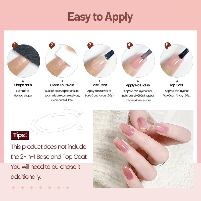 OpenLive Jelly Nail Polish Set 6 Colors Nude Pink Pale Purple Jelly Quick Dry Nail Polish Set for Nail Art Manicure DIY Salon