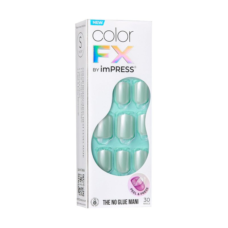 Kiss Impress No Glue Mani Press On Nails - ColorFX 'After Hours' Blue, Short Squoval Shape, 30 Nails Included