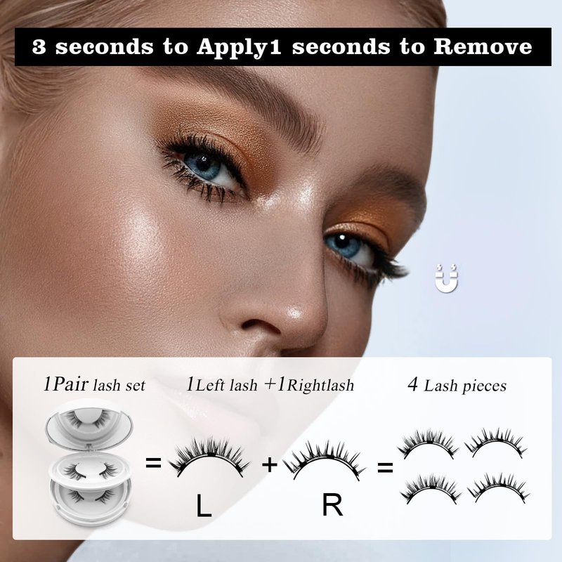 Meylora Magnetic Lashes,Magnetic Eyelashes with Applicator,2026 New Magnet Lashes Natural Look,Reusable No Glue Needed Soft Lashes Kit(02+04)