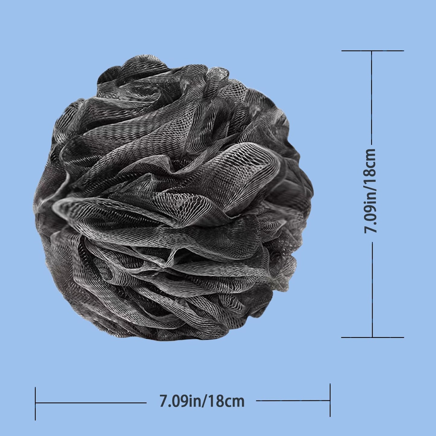 THYUNHE Sunvitae Bath Sponges Loofahs，Shower Puff 80 Grams Large Size，2 Pack Shower Sponge Pouf Ball Exfoliating Cleaning Bath Sponge Shower Loofa Pouf Ball Body Scrubber Balls (Black、Cream)