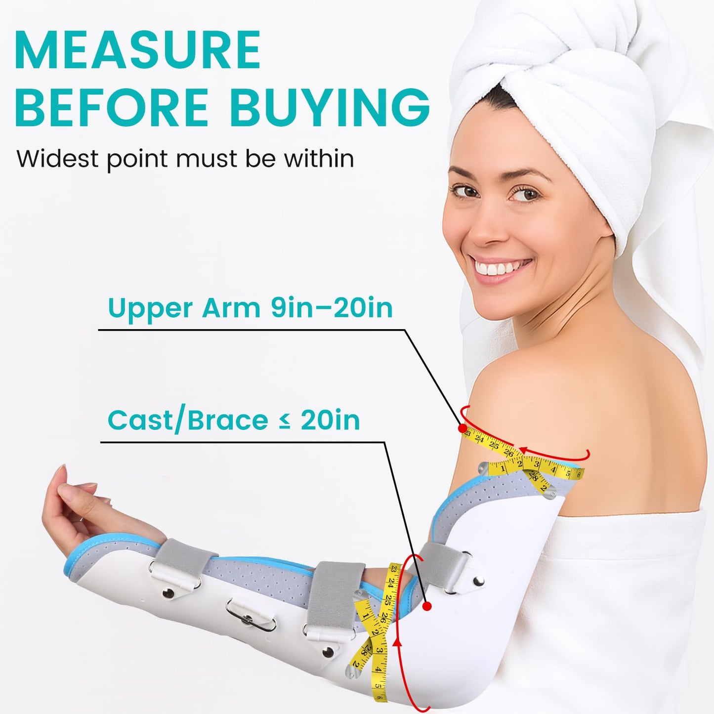 Waterproof Cast Covers for Shower Arm, Reusable Soft Adult Long Arms Protector Bag after Surgery, Comfortable Durable Showering Sleeve for Wound Hands/Wrist/Elbow/Finger, Recovery Supplies Gifts