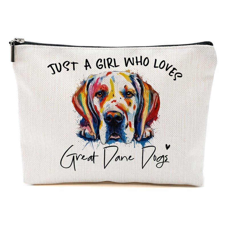 CFGBFDGH Great Dane Gifts Makeup Bag Great Dane Dog Lovers Cosmetic Bag Travel Organizer Bags Makeup Pouch, Christmas Birthday Friendship Animal Lovers Gifts for Women Girls Sisters