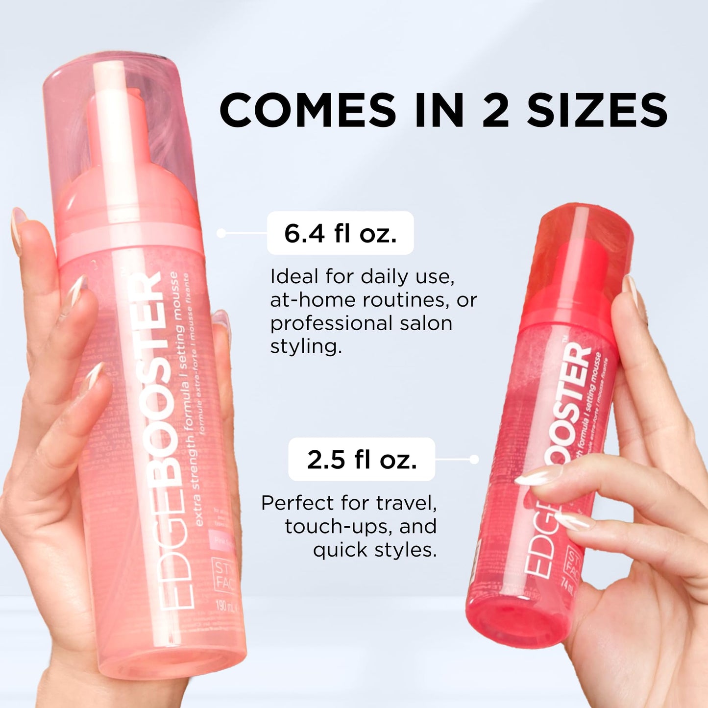 Style Factor EDGE BOOSTER Extra Strength Setting Mousse Travel Size – Frizz Control, Extra Volume, and Conditioning – 2.5oz Orange Ruby Mousse for Curly Hair