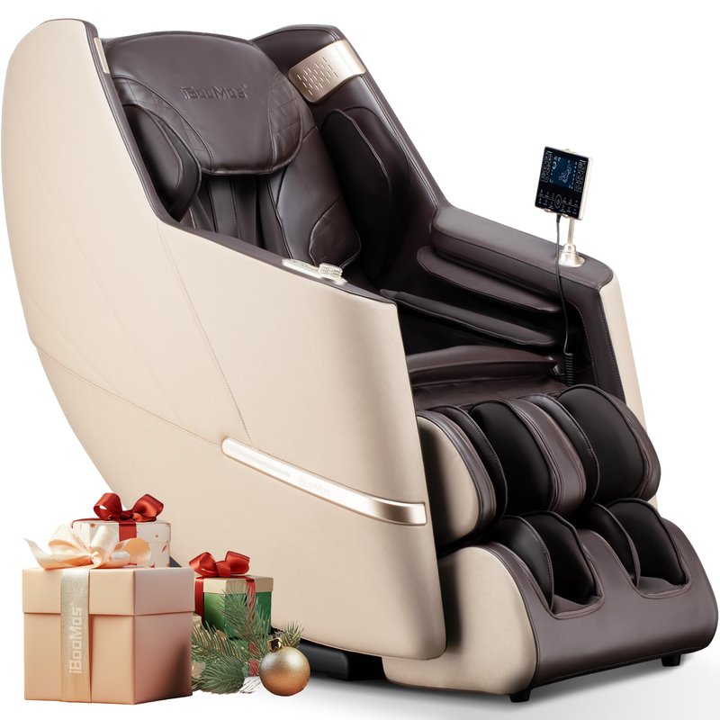 iBooMas Massage Chair, 2026 SL-Track Zero Gravity Shiatsu Massage Chairs Full Body and Recliner, 12+6 Modes, Body Scan, APP, Foot Rollers, Heat Therapy, Airbags, Bluetooth, Thai Stretch (Beige& Brown)
