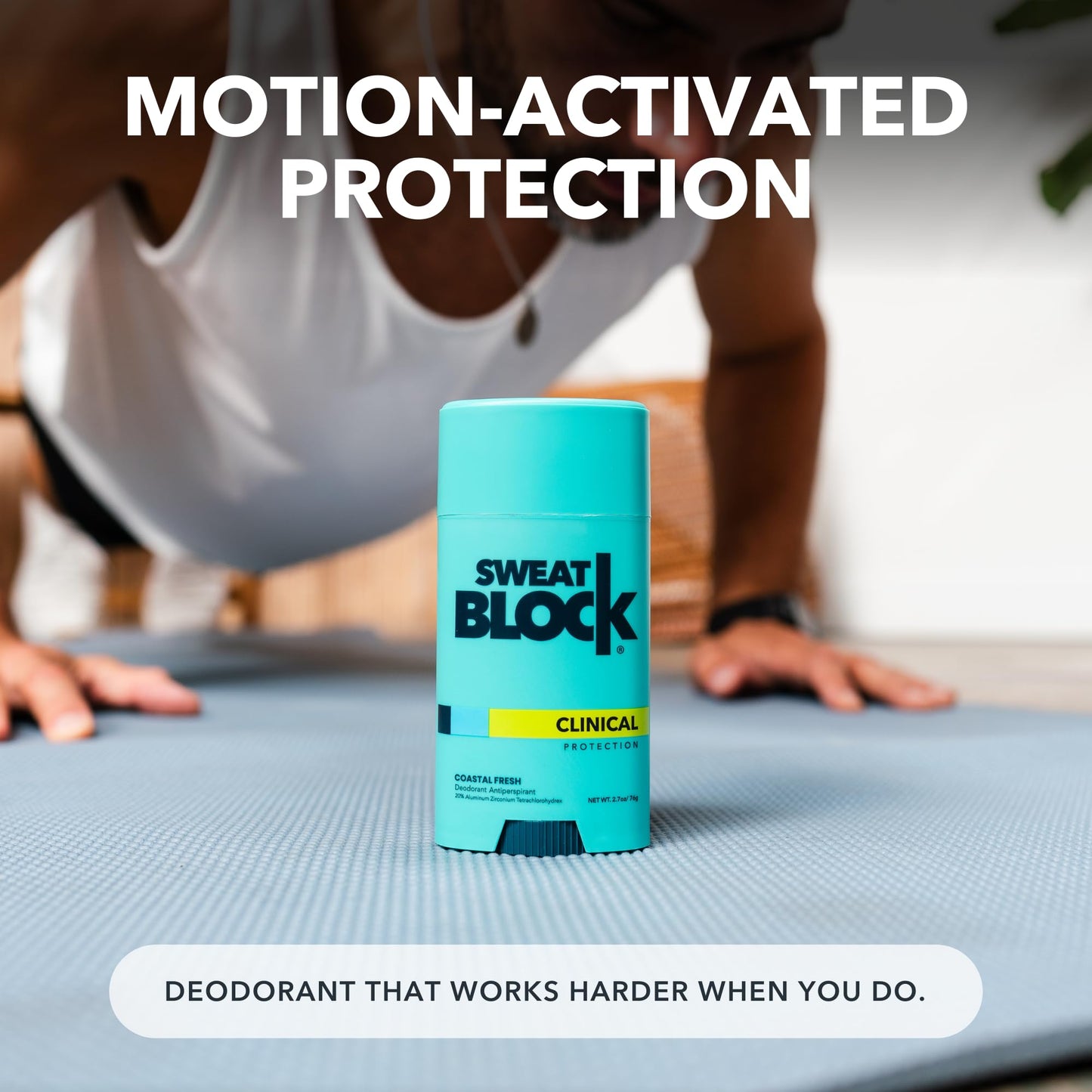 SweatBlock Deodorant Antiperspirant for Women & Men | 48 Hour High Degree Sweat & Odor Protection | Non Irritating Smooth Glide | Coastal Fresh Scent (1 Pack)