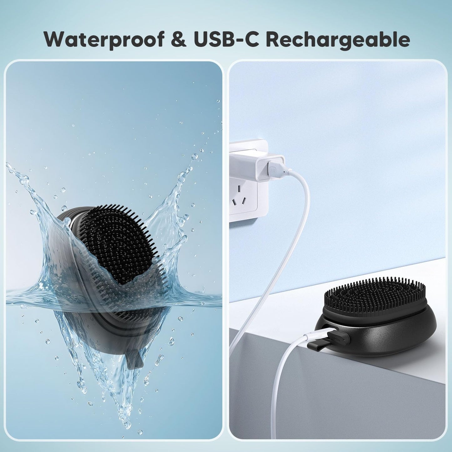 Nacetive Electric Sonic Body Scrubber – Food-Grade Soft Silicone Shower Brush & Loofah Alternative, Gentle Exfoliating & Deep Cleaning, Removes Dry Skin, Boosts Circulation & Revives Skin Glow