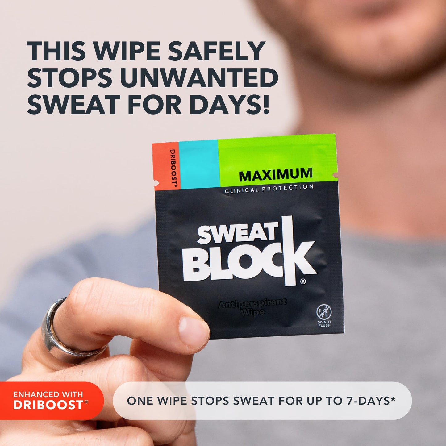 SweatBlock Antiperspirant Underarm Wipes for Men & Women - Clinical Strength for Hyperhidrosis & All-Day Sweat Control - Stop Sweating w/ up to 7-Day Protection per Wipe - Unscented - Pack of 10 Wipes