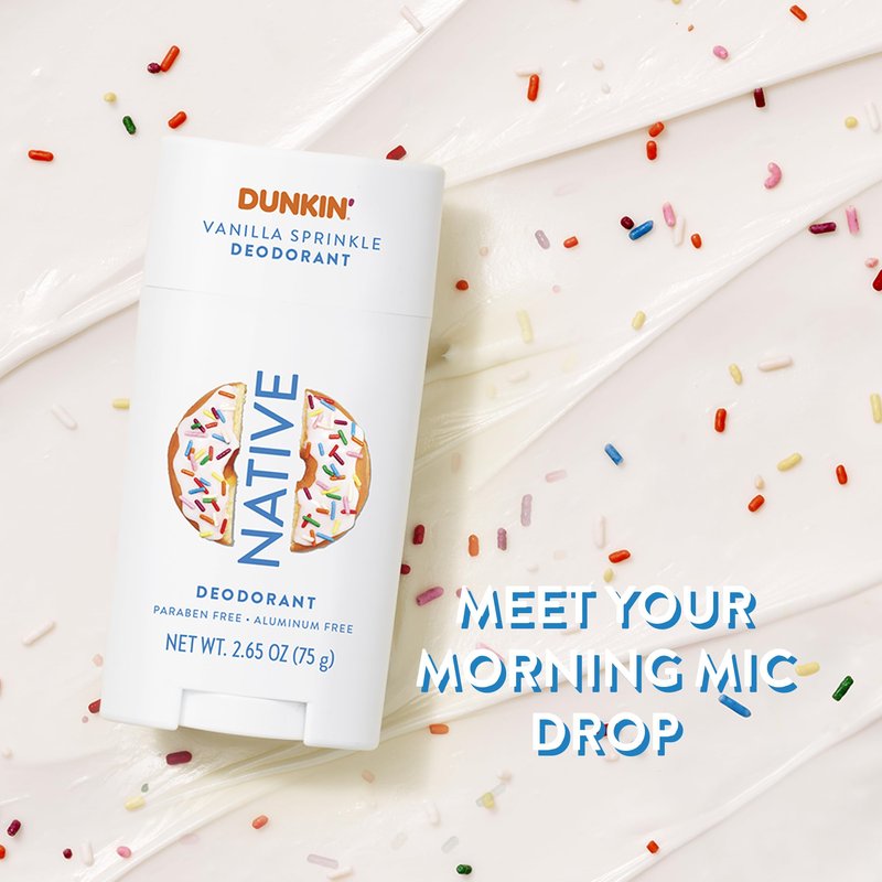 Native Deodorant | Limited Dunkin Donuts Edition | Aluminum Free with Baking Soda, Probiotics, Coconut Oil and Shea Butter | Vanilla Sprinkle 2.65oz
