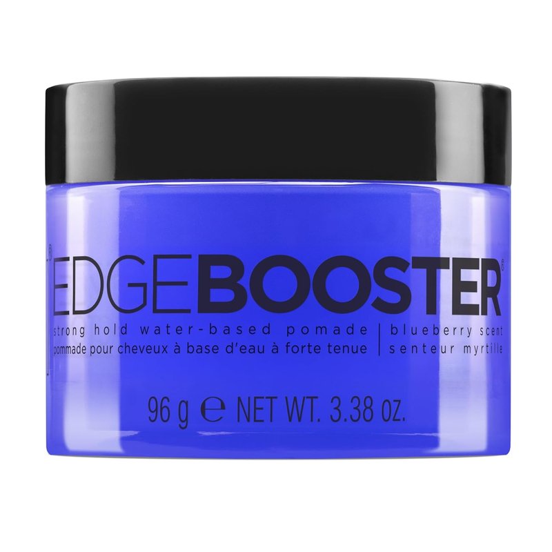 Edge Booster Strong Hold Pomade - Water-Based with Argan Oil for Moisture & Shine | 3.38 oz Blueberry