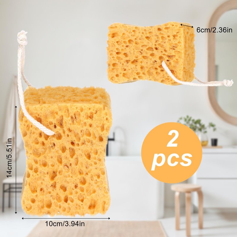 DOPENSPI 2PCS Bath Sponge, Larger Shower Sponges Natural Sponge Ultra Soft Exfoliating Shower Sponges Honeycomb Dense Foam for Women Men Sensitive Dry Skin