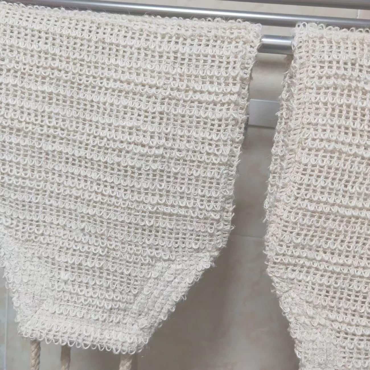 35.5" Long Exfoliating Washcloth Shower Loofah with Handle for Women, Natural Body Scrubber Back Cleaner for Shower, Double Layer Extra Rough Bath Scrubber for Body