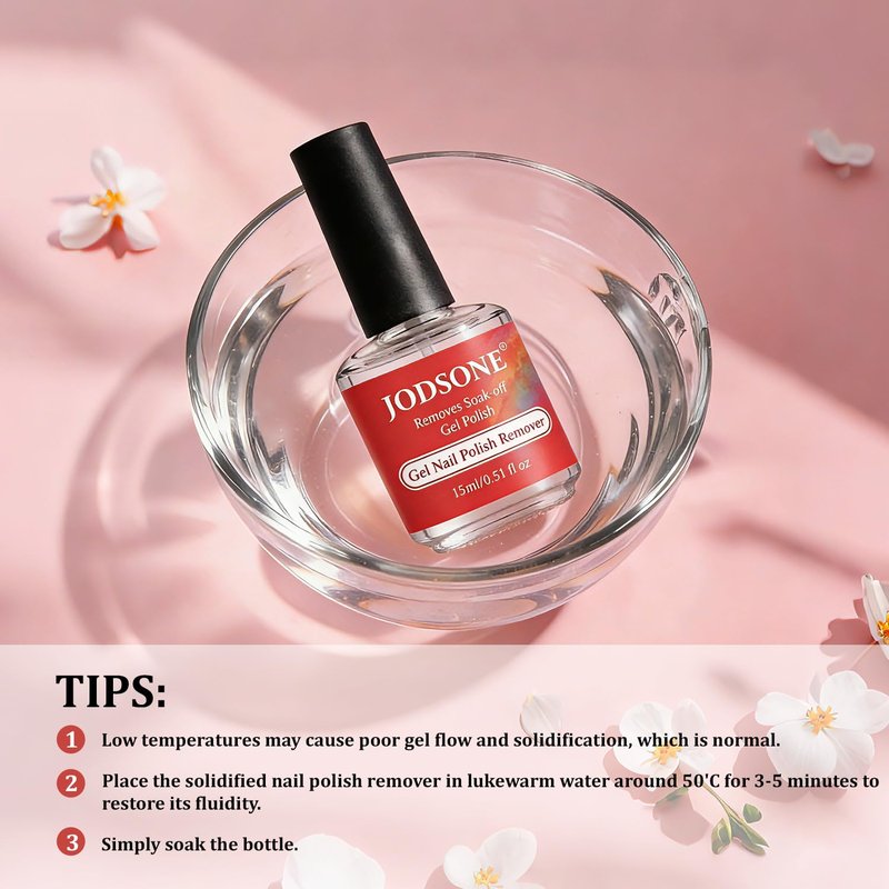 JODSONE Professional Gel Nail Polish Remover Kit:3Pcs Quick 15ML Gel Nail Polish Remover,2 Sanding Strips and Steel Pushers,Complete with Professional and Highly Efficient Tools,Safe Remove at Home