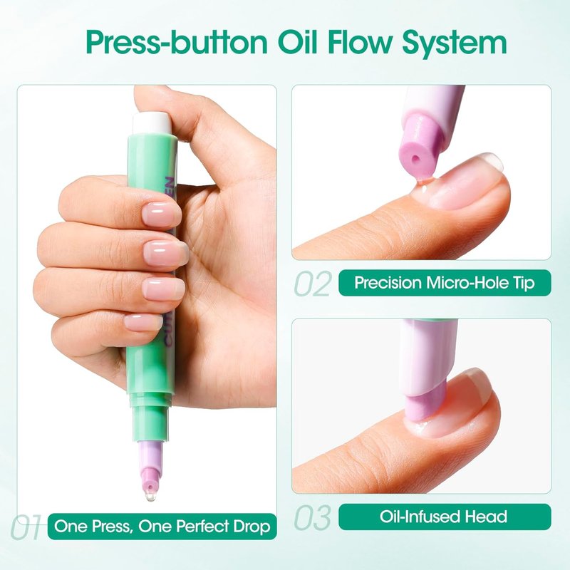 GELLEN Cuticle Pusher Oil Pen - 6ml Nail Care Oil with Ceramic Pusher | One-Click Remover for Hands & Feet