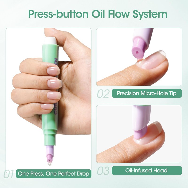 Gellen 6ml Ceramic Cuticle Oil Pusher Pen, Cuticle Remover & Cuticle Oil Pen, Nail Care Pen for Hangnails & Damaged Nails, Gentle Cuticle Pusher Tool for Beginners, Jasmine Scent