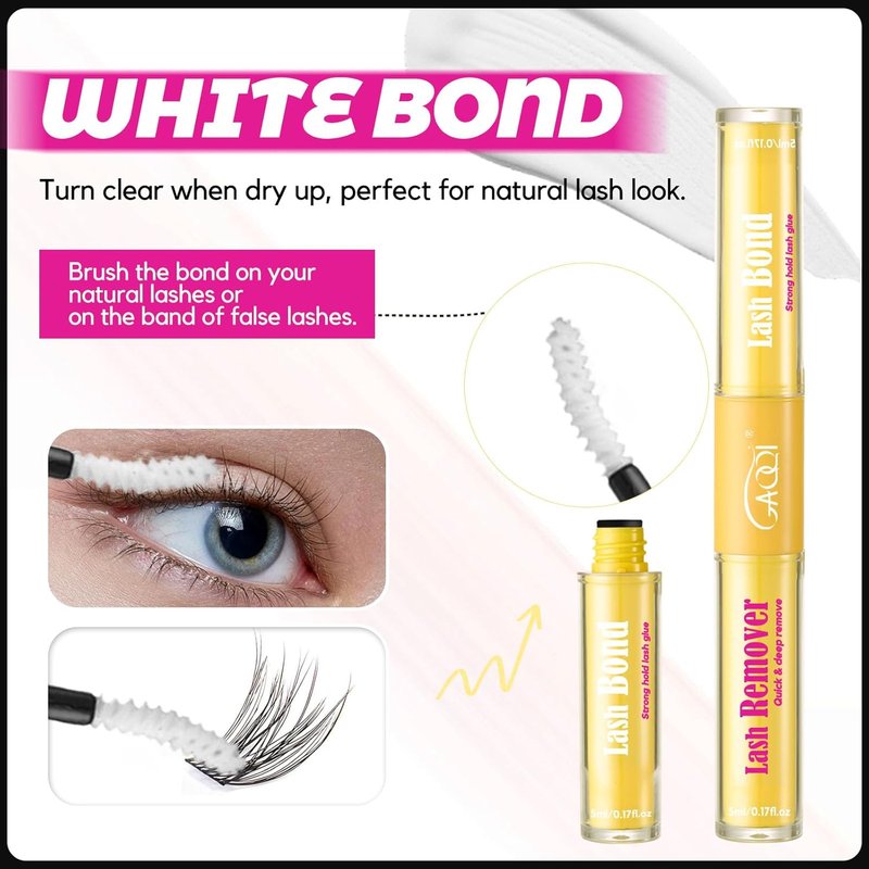 GAQQI Lash Bond & Remover - Waterproof Eyelash Glue for DIY Extensions | Strong Hold 72H+, 10ml