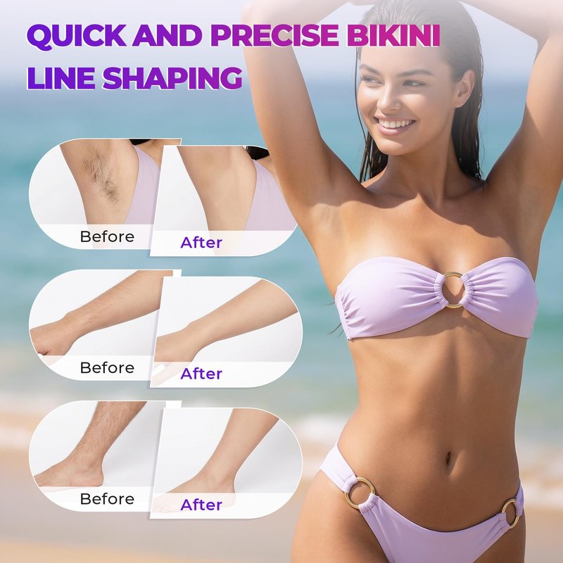 4 in 1 Bikini Trimmer for Women, Electric Razors for Women - Dual Head, Wet & Dry Use Pubic Body Hair Trimmer Electric Shavers, Rechargeable Womens Facial Razors for Legs, Nose, Armpits, Bikini Area