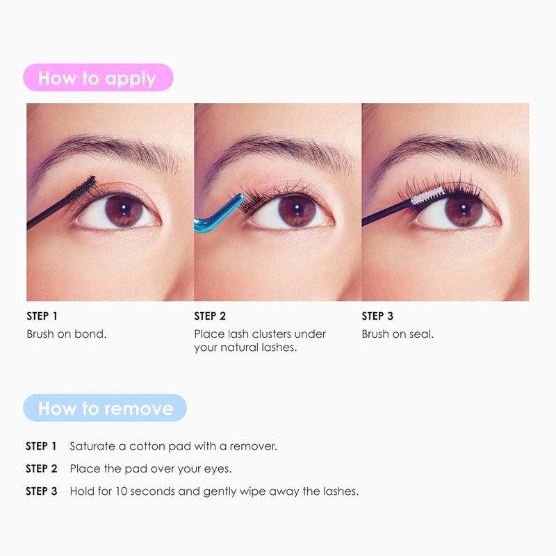 FALSCARA Lash Extension Kit - 54 Stackable Clusters, Medium Volume 10mm-14mm | Water-Resistant Bond & Cleanser
