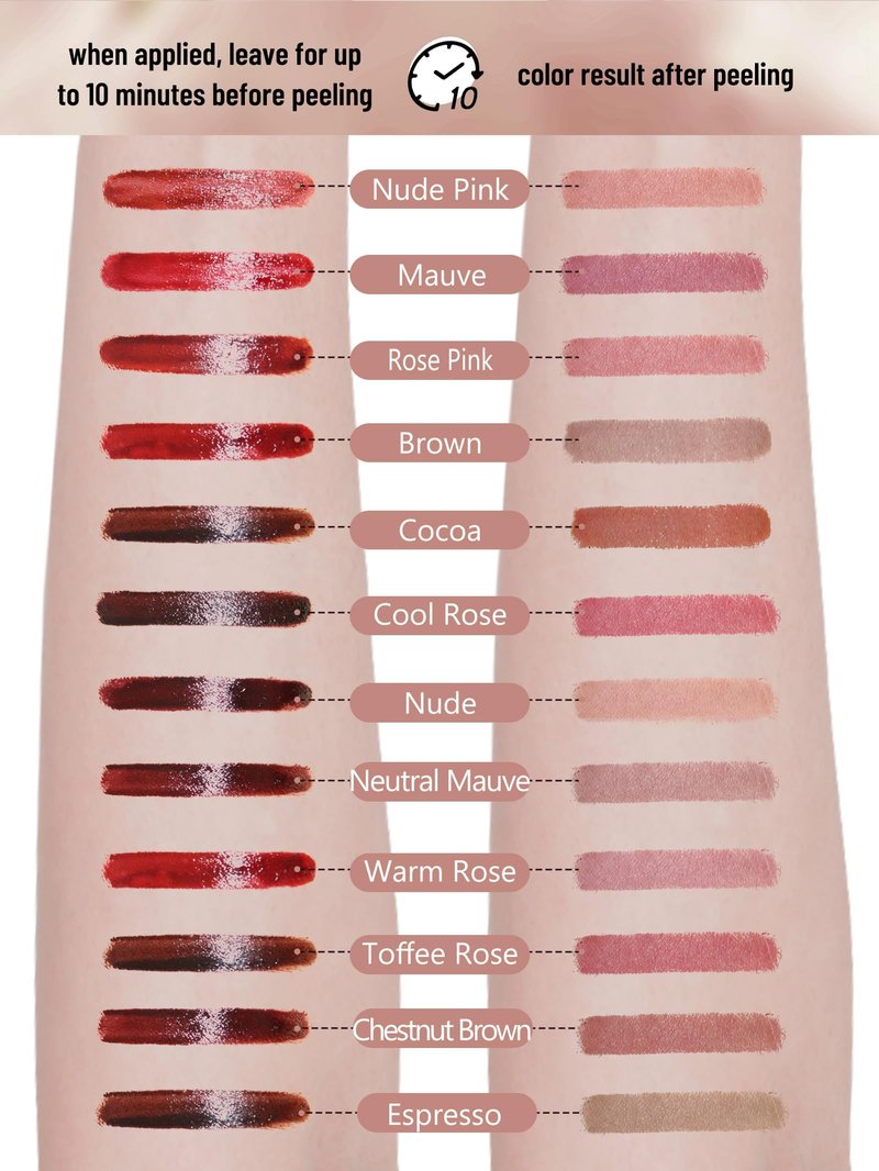QCMME Lip Stain Peel Off Lip Liner Stain with Tweezer, Long Lasting Matte Lip Tint Tattoo, Highly Pigmented Color Lip Makeup, Waterproof Lipstick, Transfer-proof Lipstain for Women, Nude Pink