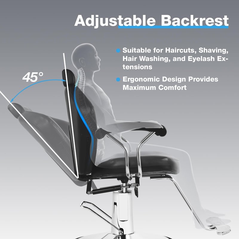 Barber Chair with Heavy Duty Hydraulic Pump, All Purpose 360 Swivel Reclining Salon Styling Chair, Durable Steel Frame Spa Beauty Equipment for Professional Barbershop Hair Stylists & Home Use