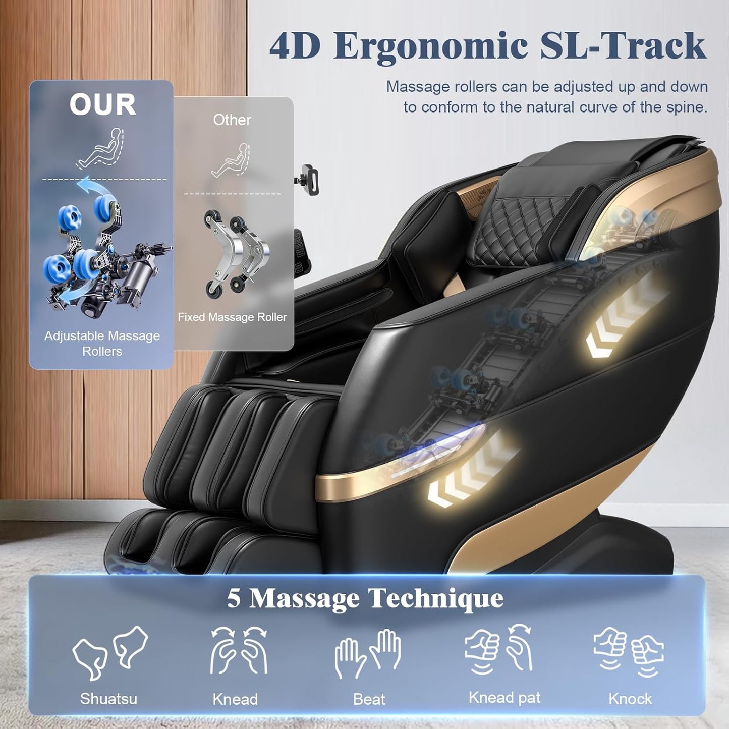 YONISEE 4D Massage Chair - Full Body Shiatsu Recliner with AI Control, Heating & Bluetooth | Zero Gravity SL-Track Design
