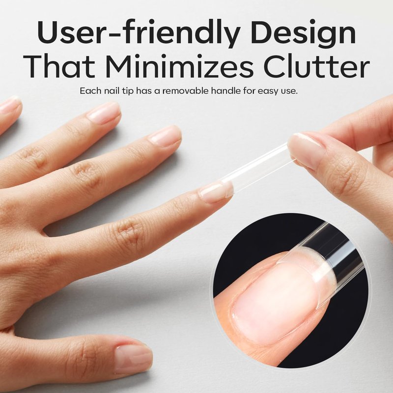 Modelones Long Square Nail Tips - 216PCS Pre-Shaped Acrylic Gel Extensions | 2XXL Size, Clear Finish
