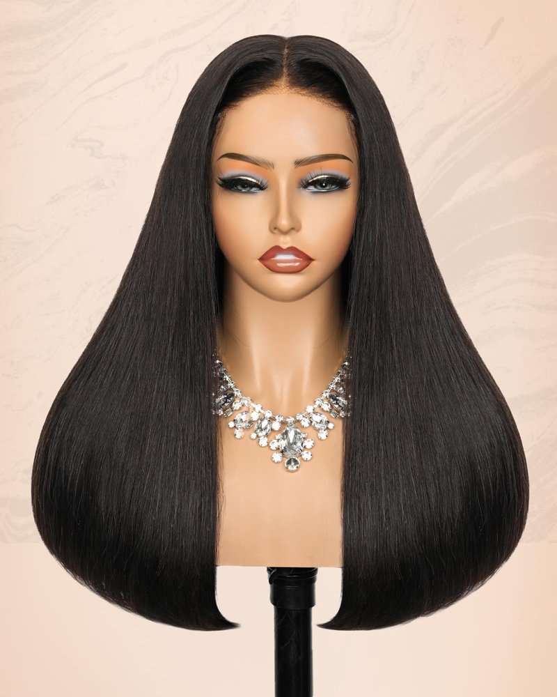 Alididi Glueless Wigs Human Hair Pre Plucked Pre Cut SKINLIKE Real 2x6 HD Lace Closure Wigs Human Hair 15A 200% Density 0.10mm Ultra-Thin Swiss Lace Drawstring Straight Wig Bleached Knots 26inch
