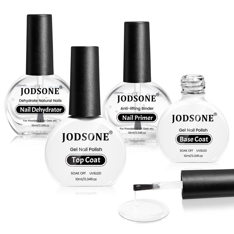 JODSONE Nail Primer & Dehydrator Kit - 4Pcs UV Gel Nail Prep Set | Long-Lasting Manicures 10ml Each