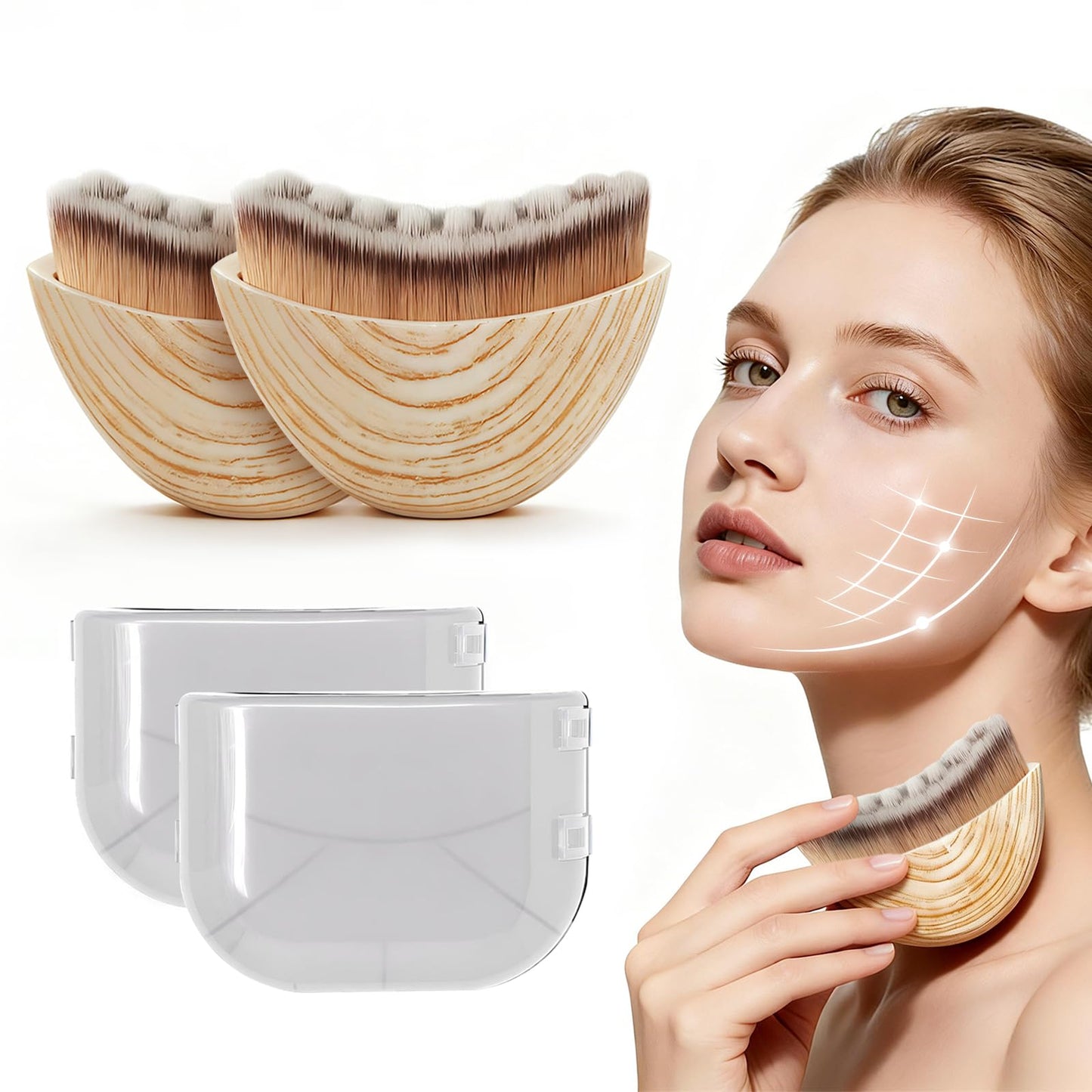 ADNIWT 2 PCS Lymphatic Contour Face Brush, Lymphatic Drainage Massager with Ergonomic Design, Lymphatic Face Brush, Anti-Puffiness, Fatigue Relief, Skin Tightening Jawline