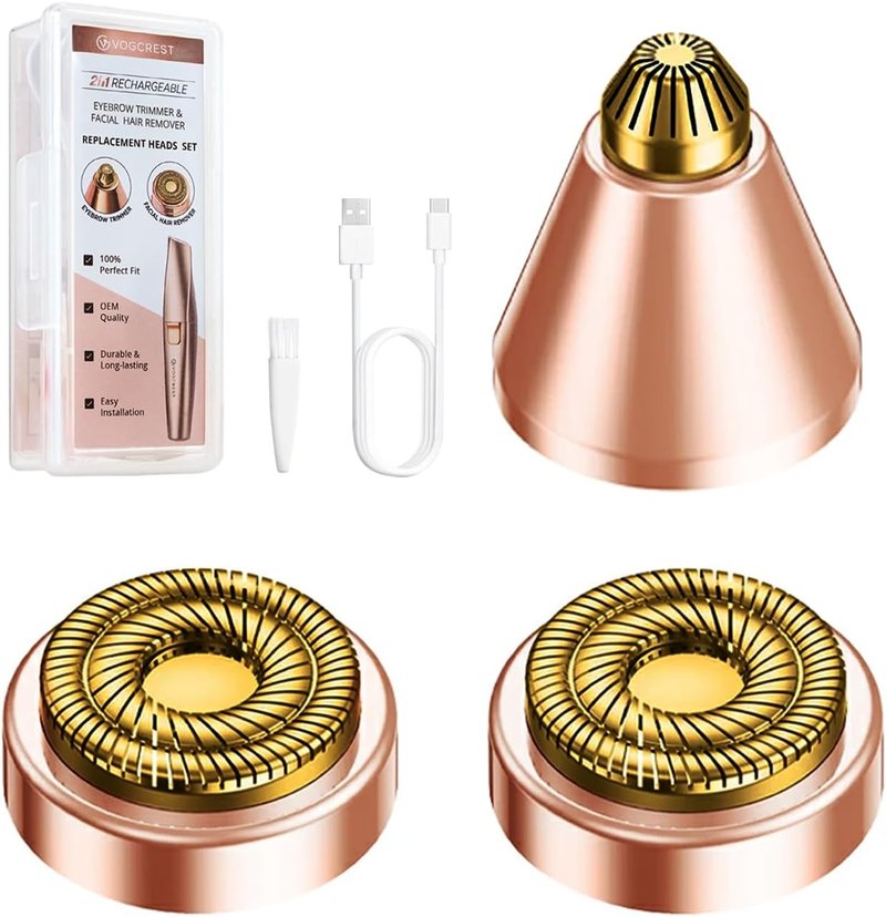 Replacement Heads for Eyebrow Facial Trimmer - 2-in-1 Compatible with VG-102, VG-1023, VG-1024