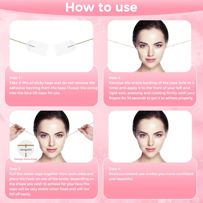 Invisible Face Lift Tape,120PCS Face Lifting Tapes and Bands with 8 Strings,Instant Face Lifter for Women Neck,Eyes,Double Chin,Sagging Skin,Face Tape for Tightening,Invisible Facelift Tape for Makeup