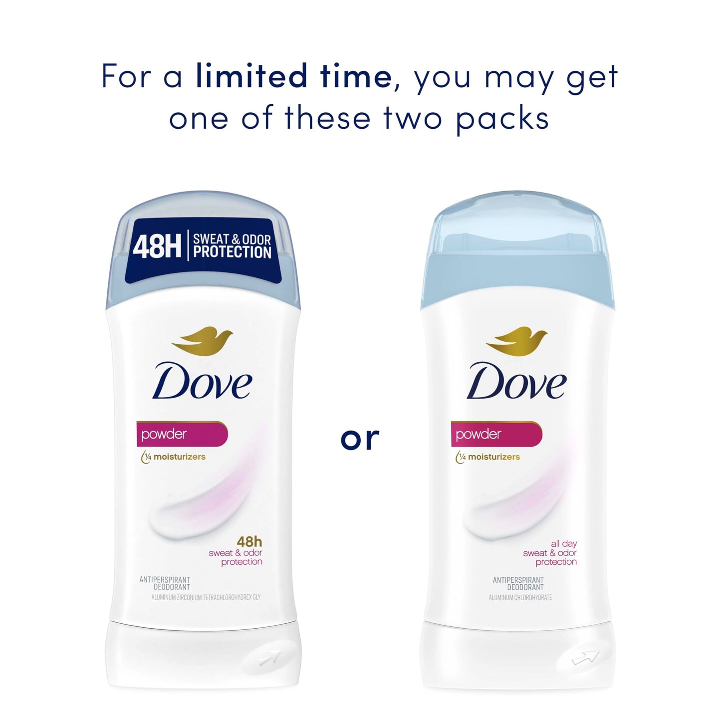 Dove Invisible Solid Antiperspirant Deodorant Stick 2 Count Powder for Women For All Day Underarm Sweat & Odor Protection 2.6 oz